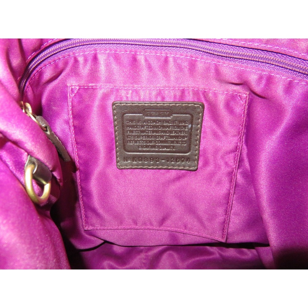 Y2K Coach Zoe Signature Brown Canvas Leather Hobo Shoulder Bag 12674  Brass - Picture 7 of 10